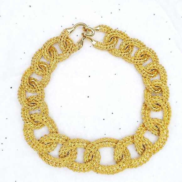 Unbranded Jewelry - Vintage Chunky Link Necklace Textured Gold Tone Bold Statement Hollywood Glam
